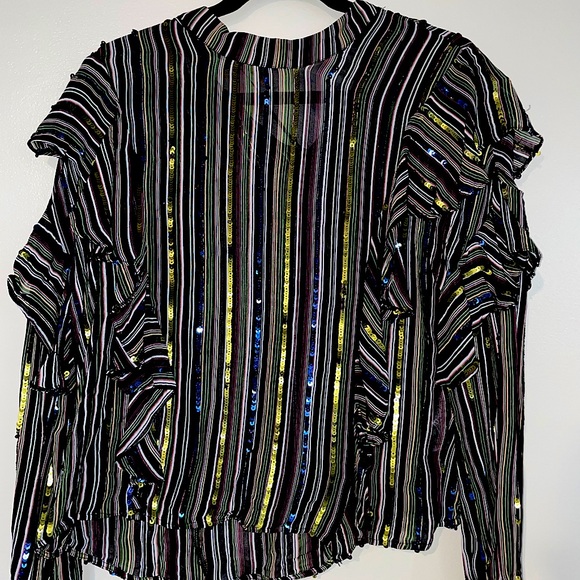Zara Sequin Ruffle Top - Picture 1 of 4